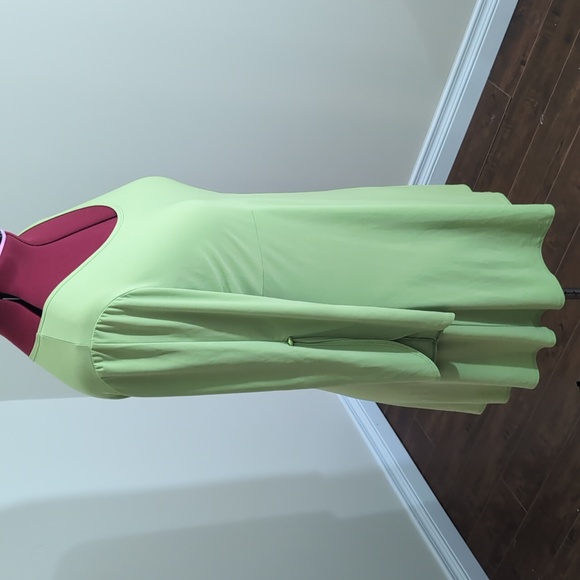 Anthony| Green Shirt Dress With Slit Sleeves Polyester Spandex Blend - Picture 4 of 13